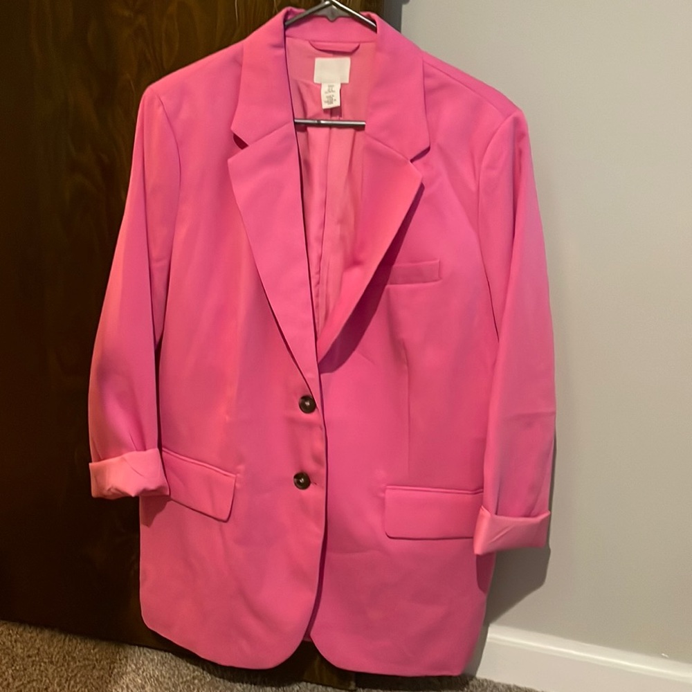 H&M oversized pink blazer